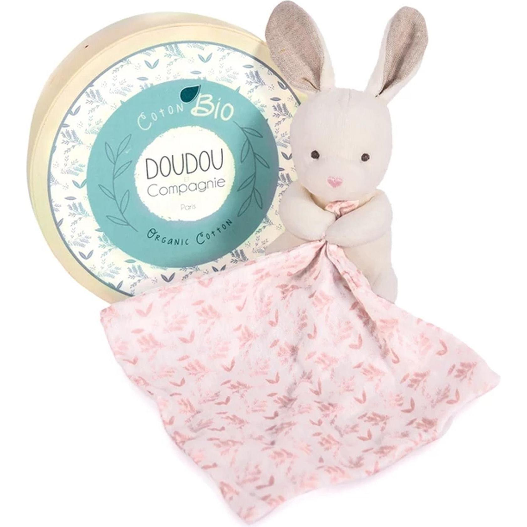 Doudou et Compagnie, Schmusetuch, Bio Hase mit Schmusetuch,rosa 15cm