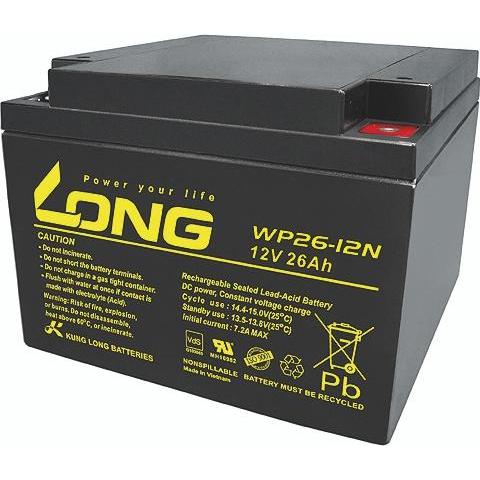 Long, Versorgungsbatterie, WP26-12N-M WP26-12N-M Bleiakku 12V 26Ah Blei-Vlies (AGM) (B x H x T) 166 x 125 x 175mm M5-Sch...