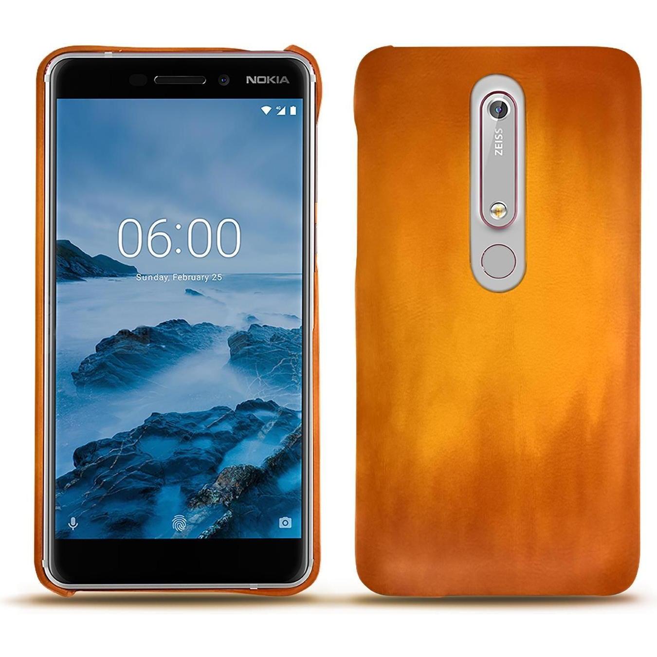 Noreve Lederschutzhülle (Nokia 6 (2018)), Smartphone Hülle, Orange