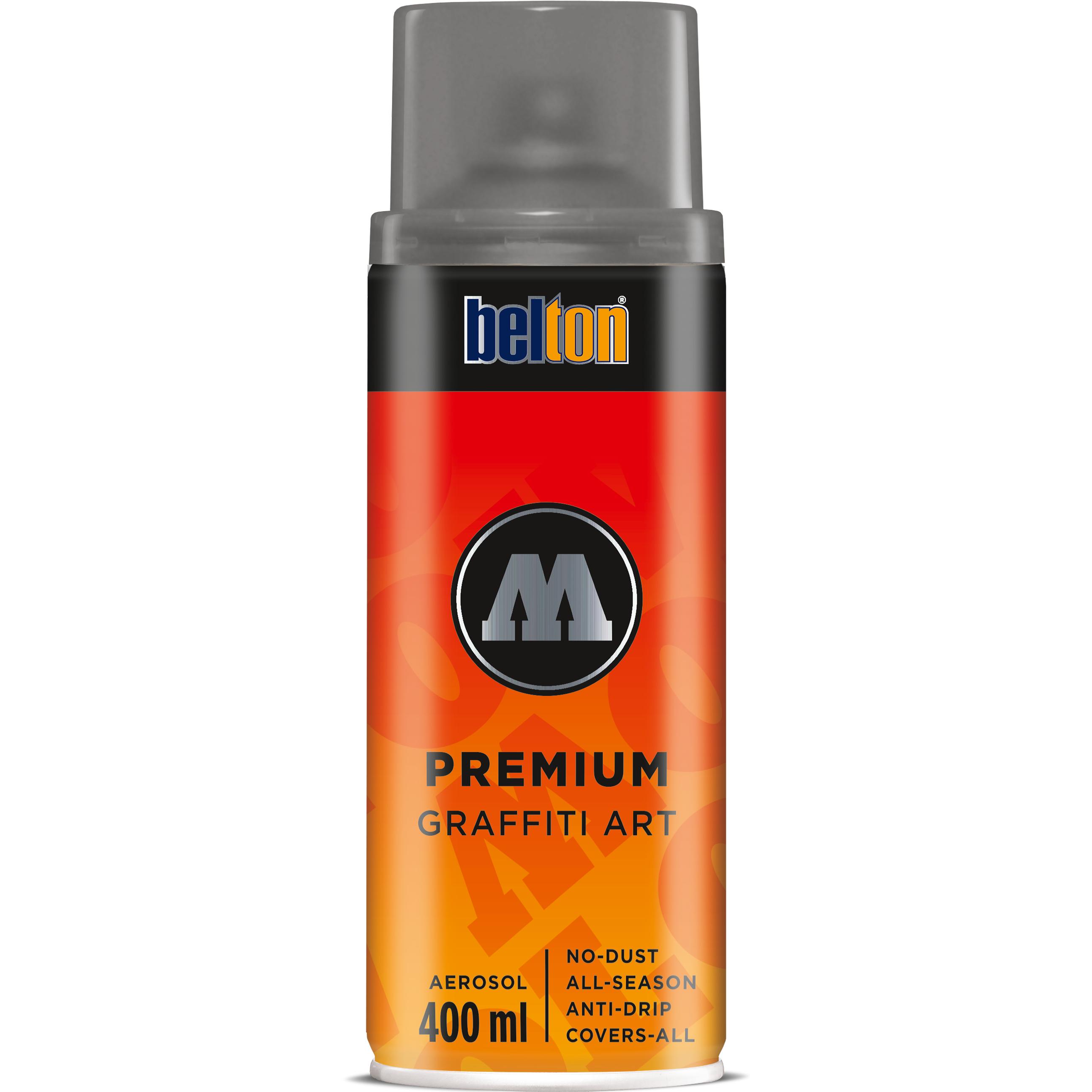 Molotow, Künstlerfarbe + Bastelfarbe, Sprühdose Belton PREMIUM Graffiti Art (mittelgrau transparent, 400 ml)