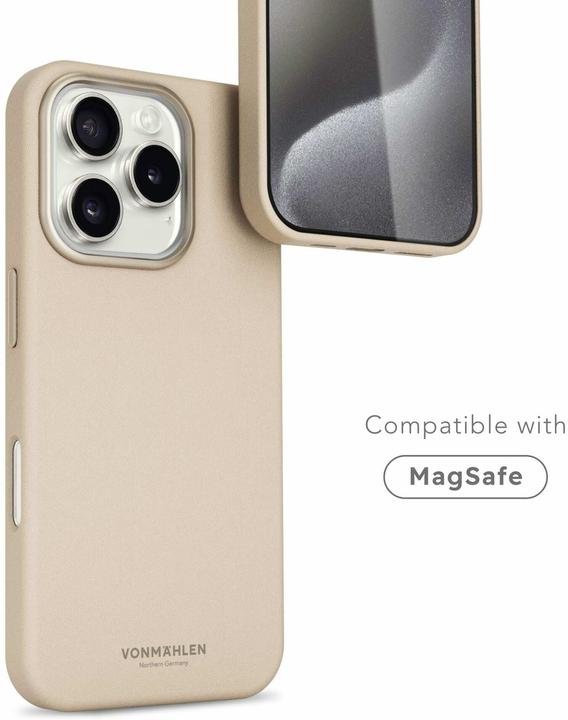 Actual product image Vonmählen Synthetic leather case for iPhone 16 Pro Max beige (Apple iPhone 16 Pro Max)