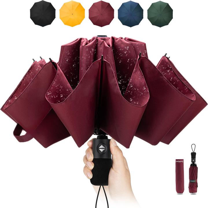 Alopini Compact Travel Umbrella Large Stormproof - Inverted folding umbrella, automatischer Taschenschirm