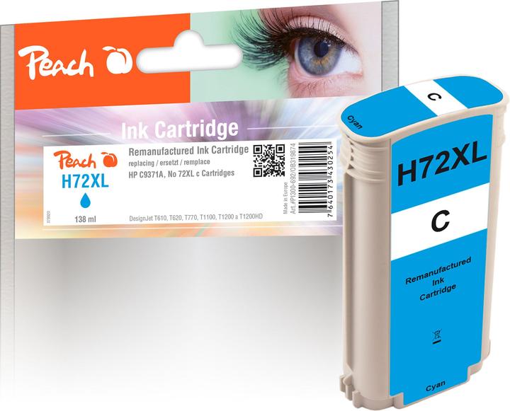 Image du produit Peach Encre HP C9371A, 72XL cyan (C)