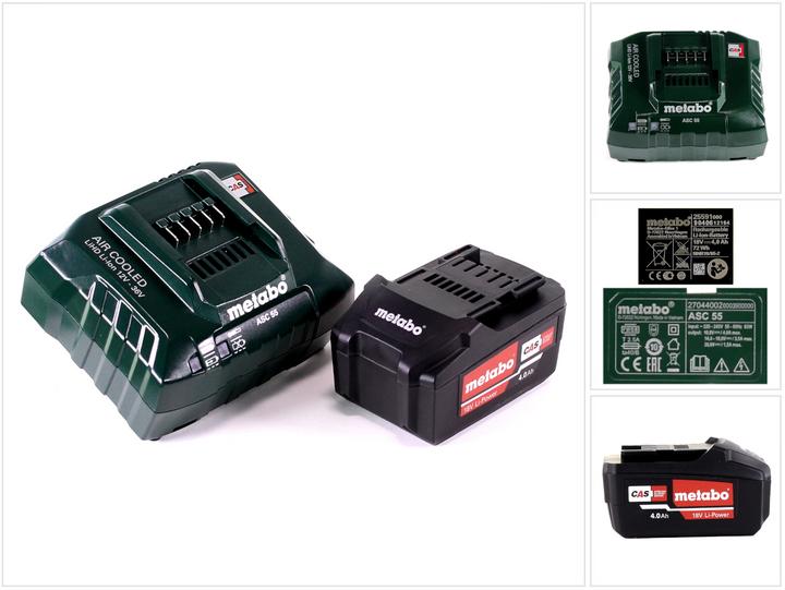 Produktbild Metabo Basis Set 18V mit 1x Li-Power Akkupack 4,0 Ah ( 625591000 ) + Ladegerät ASC 55 ( 627044000 ) (18 V)