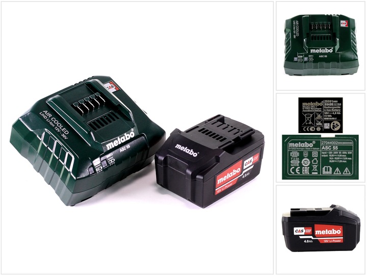 Actual product image Metabo Basic set 18V with 1x Li-Power battery pack 4.0 Ah ( 625591000 ) + charger ASC 55 ( 627044000 ) (18 V)