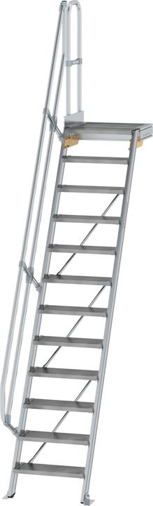 Produktbild Munk Treppe mit Plattform 60° Stufenbreite 600 mm 12 Stufen Aluminium geriffelt (Gerüst, 60 cm)