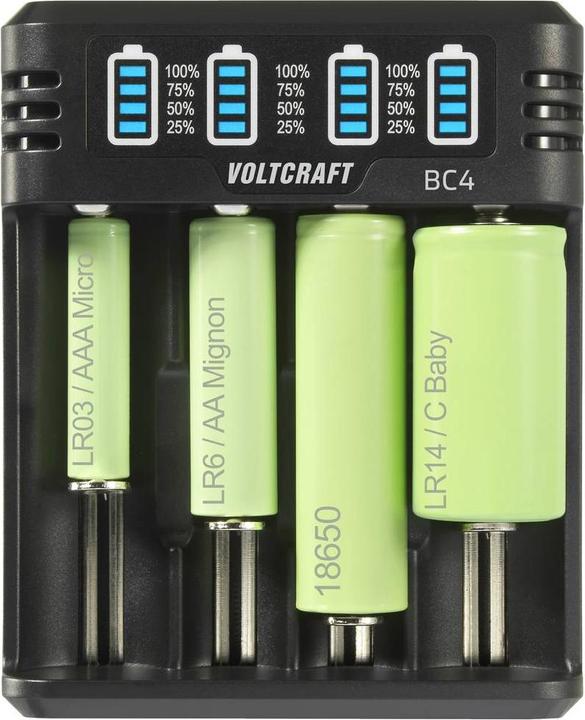 Produktbild Voltcraft BC4 Rundzellen-Ladegerät LiIon, NiMH Mignon (AA), Micro (AAA), Baby (C (1 Stk., Sub-C, AA, AAA, Ladegerät ohne Akku)