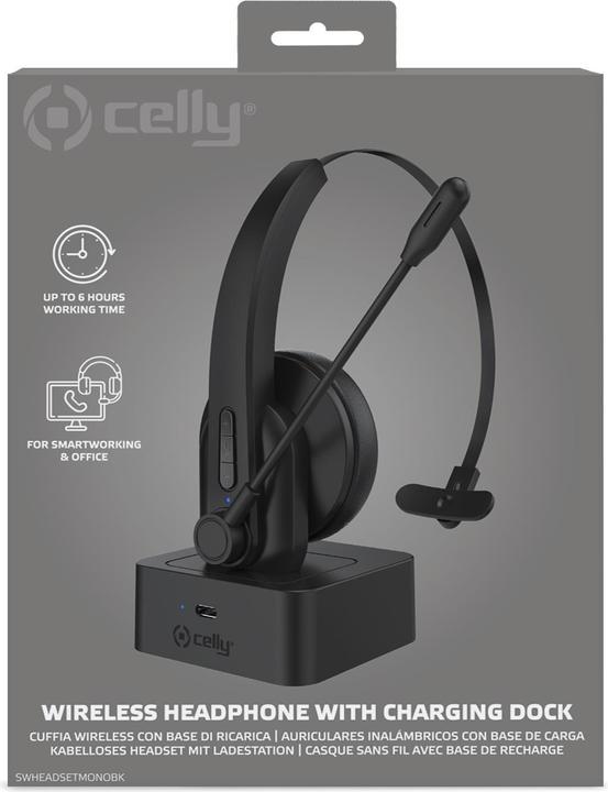 Produktbild Celly SWHEADSET Drahtloses Headset A Bluetooth Büro Ladestation Schwarz (4 h, Kabellos)