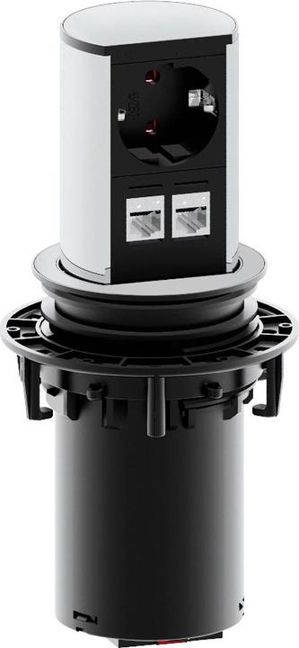 Produktbild Bachmann ELEVATOR Steckdoseneinheit 1x Schuko 2x LAN Chrom matt (1 x, CEE 7/3, RJ45, 0.50 m)