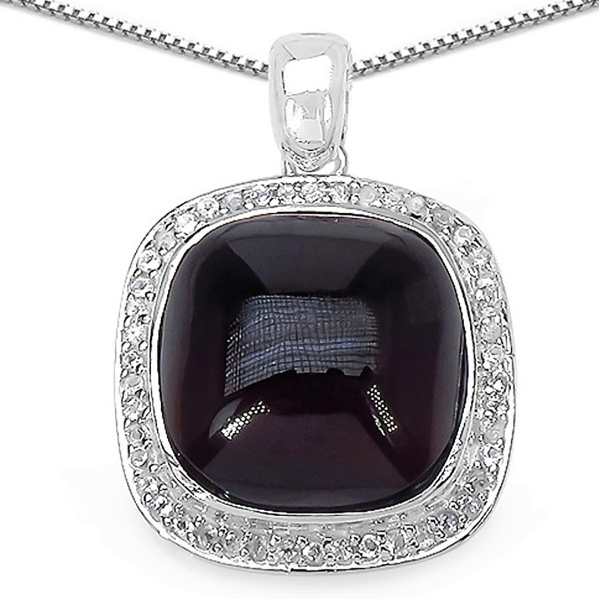 Xen, Halsschmuck, Anhänger mit Kette Granat Cushion-Cabochon 45 cm 925 Silber, (925 Sterling Silber, 45 cm)