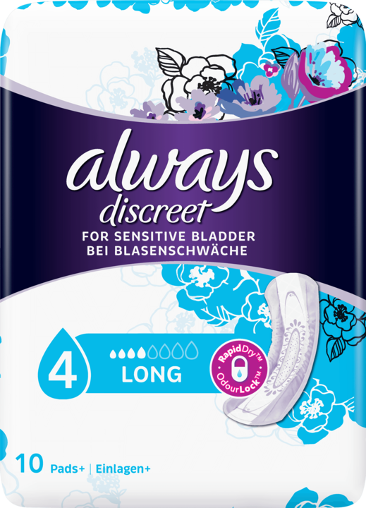 Actual product image Always Discreet Incontinence Pads Plus Long (10 x, Large)