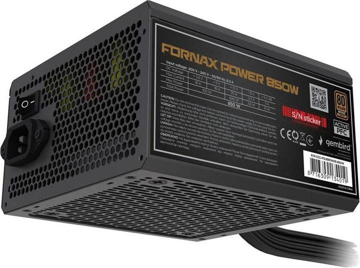 Produktbild Gembird CCC-PSUBRONZE-850W Netzteil Fornax Power 850W aktive PFC 12cm Lüfter 80+Bronze (850 W)