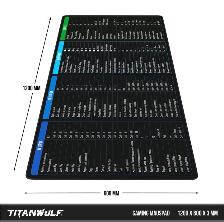 Actual product image Titanwolf Mauspad XXXL Gaming Speed Mousepad 1200 x 600 x 3 mm, grosse Schreibtischauflage, JapanInk Painting (3XL)
