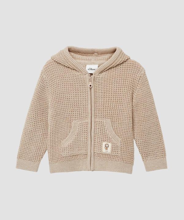 Produktbild s.Oliver Strickjacke Strickcardigan aus Baumwollmix mit Kapuze und Patch (92)
