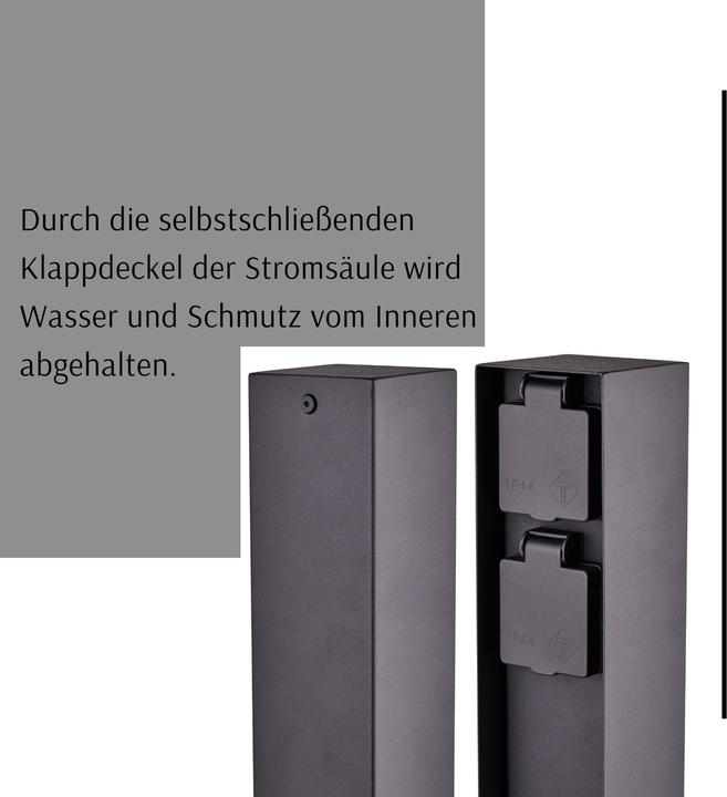 Produktbild Novatool 2x Steckdosensäule 2-fach Anthrazit Edelstahl eckig IP44 Steckdose Garten Gartensteckdose