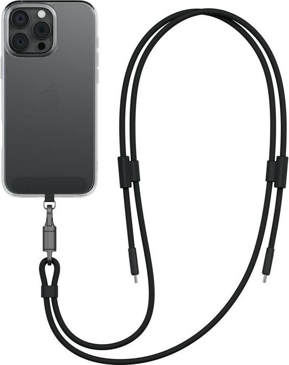 Actual product image Energea Lasso Lanyard Cable USB-C Phone Lanyard - USB-C 1.5m 240W Black (1.50 m, 240 W)