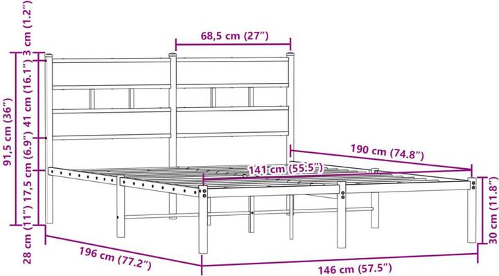 Image du produit vidaXL Bettgestell (140 x 190 cm)