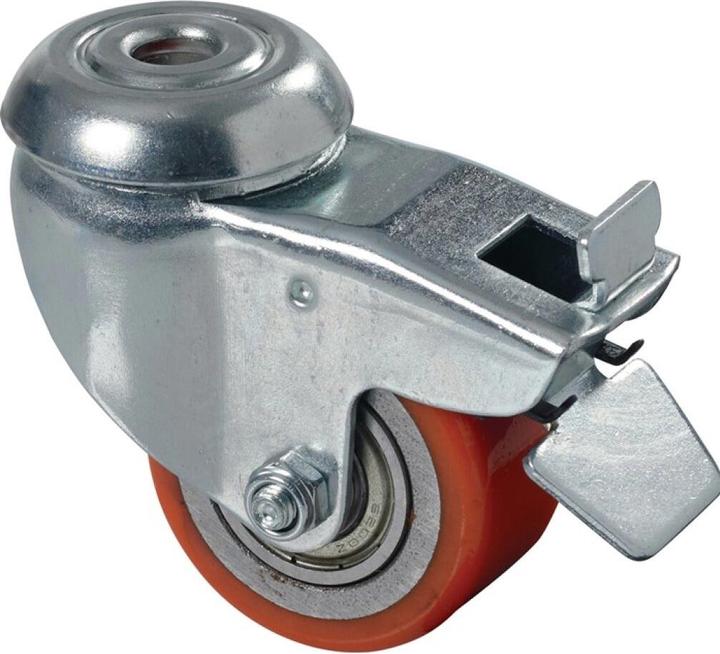 Actual product image BS Rollen Swivel castor with brake Wheel Ø 50 mm Load capacity 120 kg compact Polyurethane
