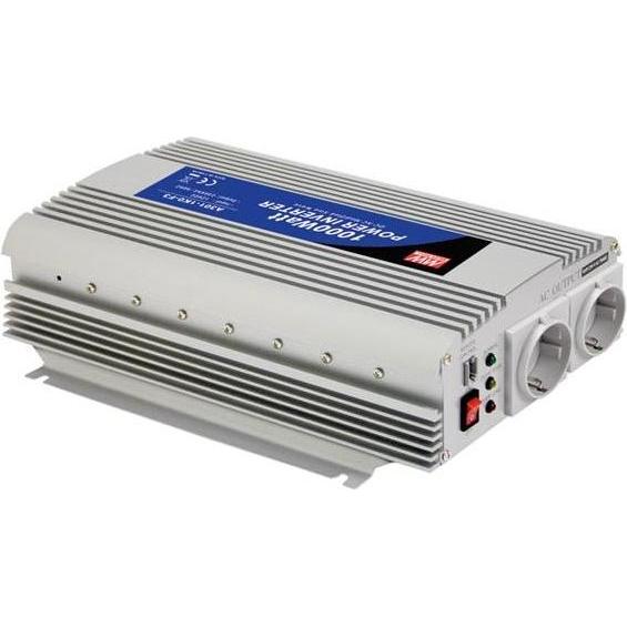 MeanWell, Spannungswandler, DC-AC-WECHSELRICHTER - MODIFIZIERTE SINUSWELLE - 12 V - 1000 W - SCHUTZKONTAKT-STECKDO...