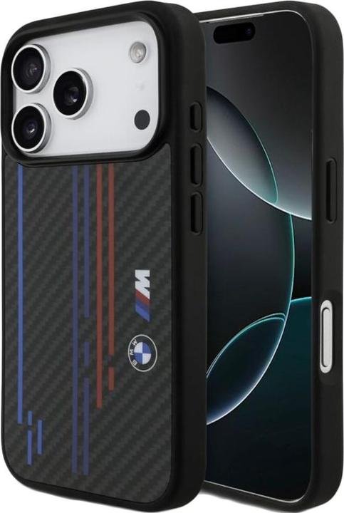 Produktbild BMW MagSafe Kevlar Hülle mit gedruckten dreifarbigen und Metalllogos für iPhone 17 Pro Max (Apple iPhone 17 Pro Max)