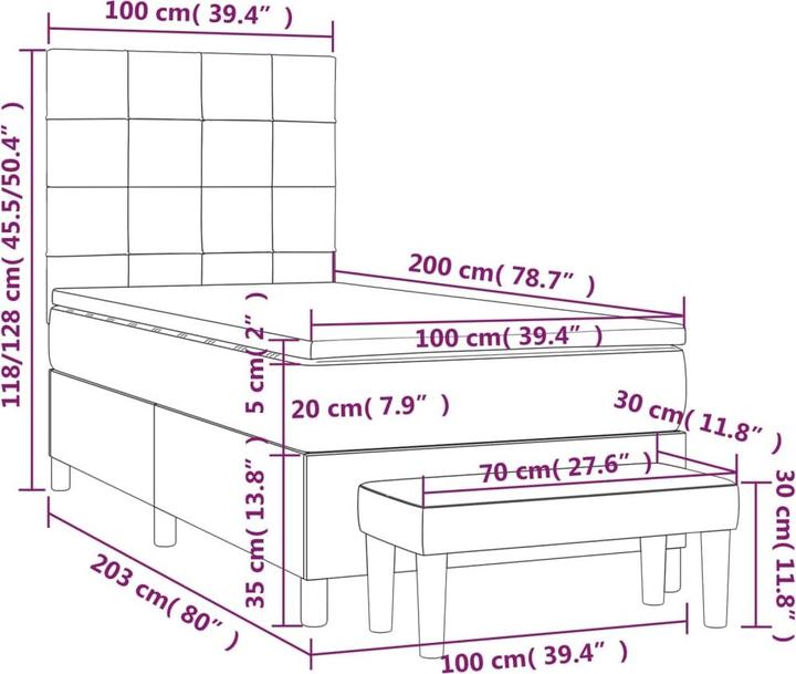 Produktbild vidaXL Boxspringbett (100 x 200 cm)