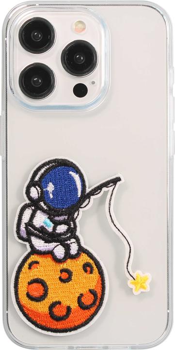PhoneLook Autocollant sticker pour téléphone/tablette/ordinateur brodé en 3D Astronaut assis sur lune