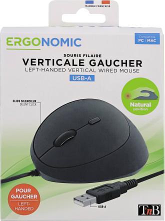 Image du produit T'nB Souris filaire ergonomique Ergo pour gaucher (Noir) (Filaire)