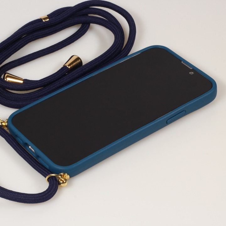 Produktbild PhoneLook Hülle Bio Eco-Friendly Vegan mit Handykette Necklace blau