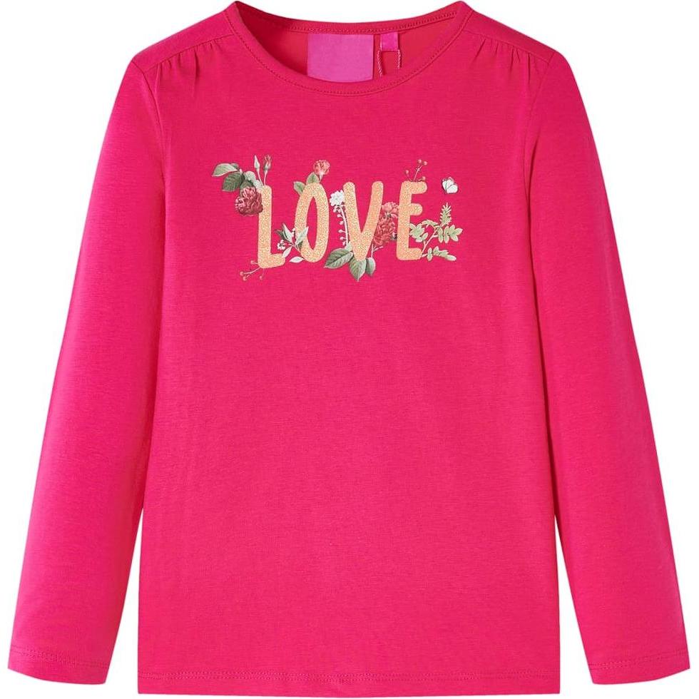 VidaXL, Unisex, Shirt, Kinder-Langarmshirt Knallrosa 104,Material: 95 % Baumwolle, Rosa, (104)