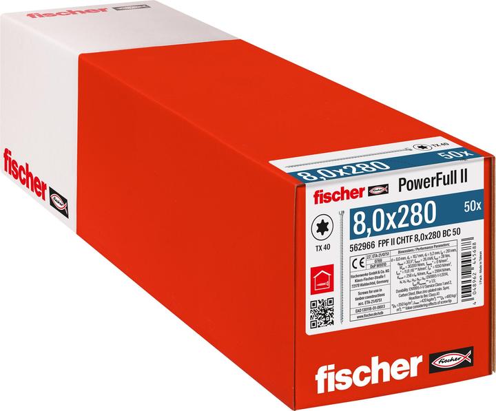 Produktbild Fischer PowerFull II 8,0x280 ZK TX VG blvz 50 (50 Schrauben pro Stück)