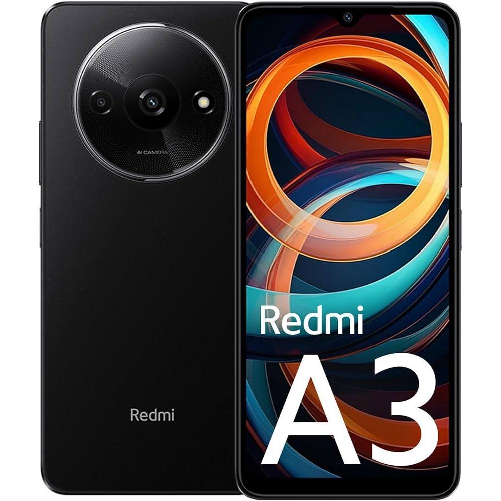 Xiaomi Redmi A3 (64 GB, Midnight Black, 6.71", Dual SIM, 8 Mpx, 4G), Smartphone, Schwarz