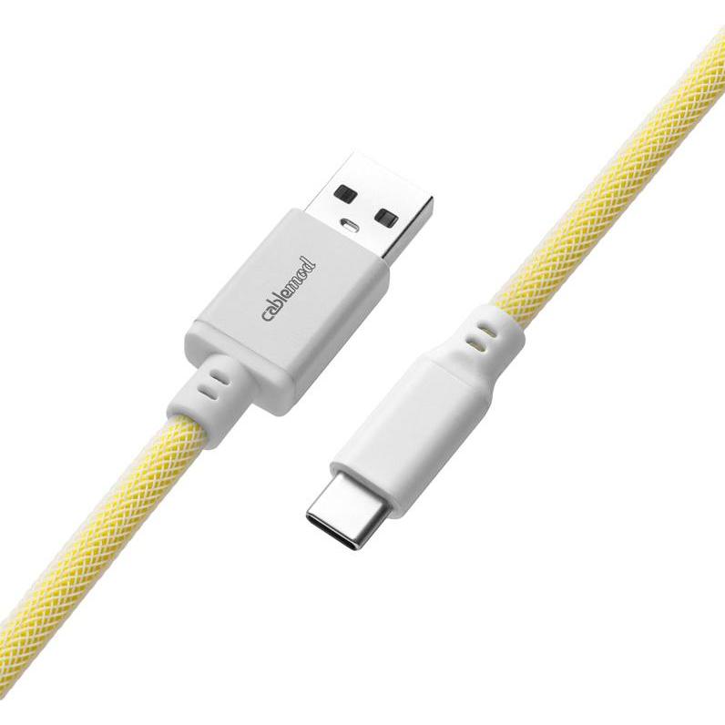 Thumbnail - CableMod Classic Coiled Keyboard Cable USB-C zu USB Typ A, Lemon (1.50 m, USB 2.0), USB Kabel