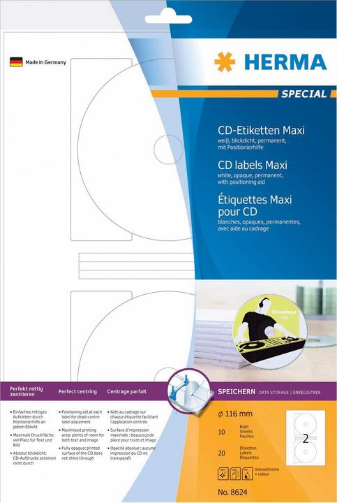 Produktbild HERMA CD Etiketten A4