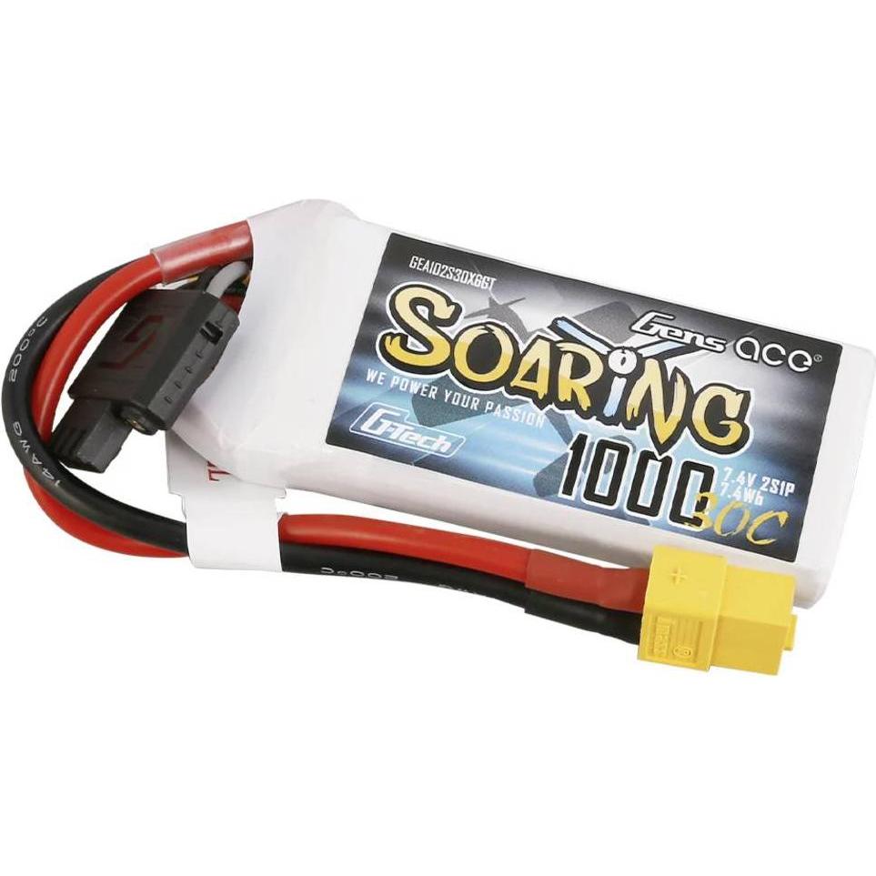Thumbnail - Gens Ace Battery G-Tech Soaring 1000mAh 7.4V 30C 2S1P XT60 (7.40 V, 1000 mAh)