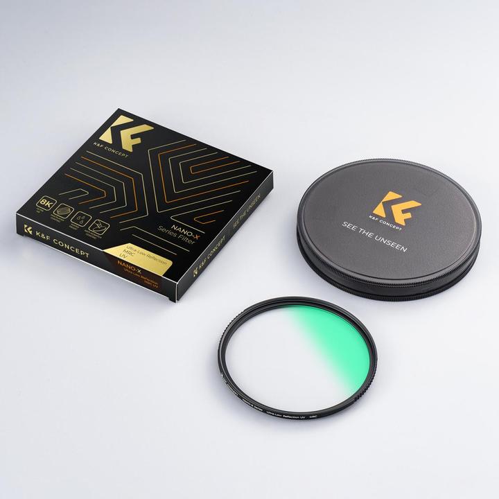 Image du produit K&F Concept 77MM Ultra Low Reflection MCUV Filter, 28 Green Coatings HD Waterproof Anti-Scratch (Nano-X Series) (77 mm, Filtre UV)