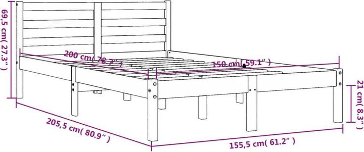 Immagine prodotto vidaXL Letto in pino (150 x 200 cm)