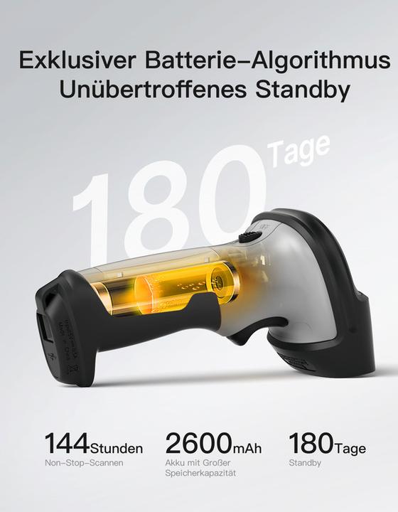Produktbild Inateck Barcodescanner 72 gray (BCST-72 gray) (1D-Barcodes, 2D-Barcodes, QR-Code)