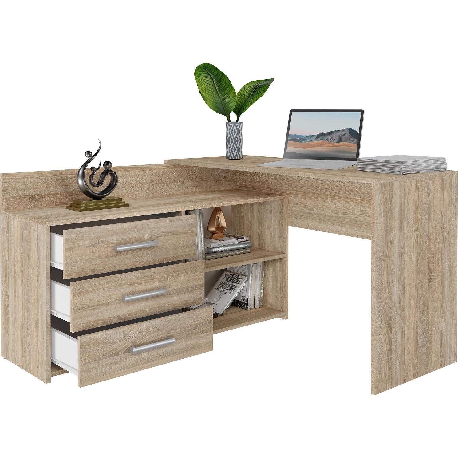 Topeshop, Schreibtisch, Biurko narożne + komoda DANY 120x50xH76 sonoma (50 x 120 x 76 cm)
