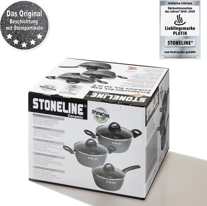 Actual product image Stoneline CERAMIC cookware set, 6 pcs. with glass lids (Pan set + pot set, Aluminium)