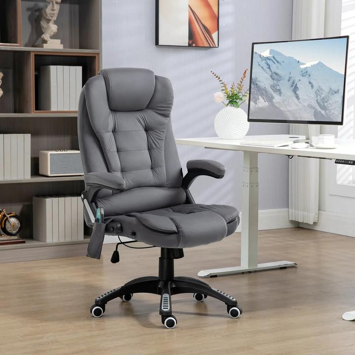 Produktbild Swisshandel24 Bürostuhl mit Massage- & Wärmefunktion, ergonomisch, Dunkelgrau (45 - 55 cm)