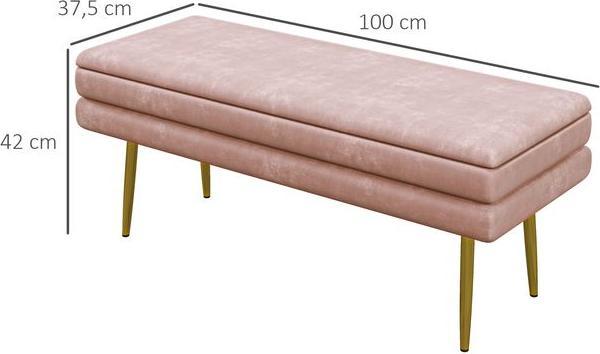 Actual product image Swisshandel24 Sitzbank Polsterbank, mit Stauraum, Stahl, 100 x 37,5 x 42 cm, Rosa (100 cm)