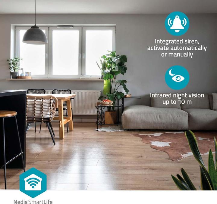 Produktbild Nedis SmartLife Innenkamera | Wi-Fi | 3MP Full HD 1296p | Cloud Storage (optional) / microSD (not en (2304 x 1296 Pixels)
