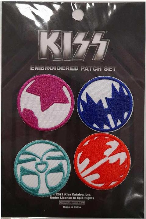 KISS Mini Icons Iron On Patch Set (Pack de 4) (4 pcs, 4 x 4 cm)