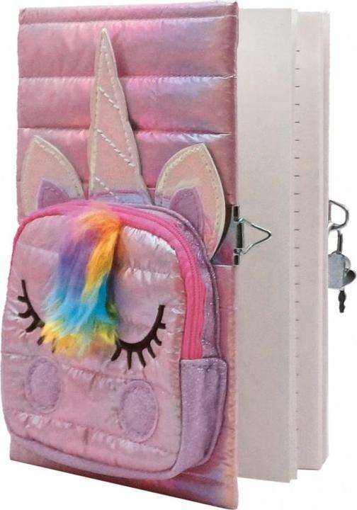 Image du produit Stnux Einhorn-Tagebuch mit Tasche, rosa (A5, À rayures, Couverture rigide)