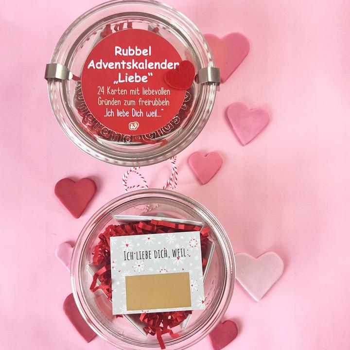Produktbild Wunderle Rubbel Adventskalender Liebe, 11 x 7.5 cm, Rot