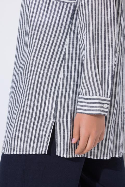 Produktbild Ulla Popken Bluse, Leinenmix, Patchmuster, Hemdkragen, Langarm (58, 60)