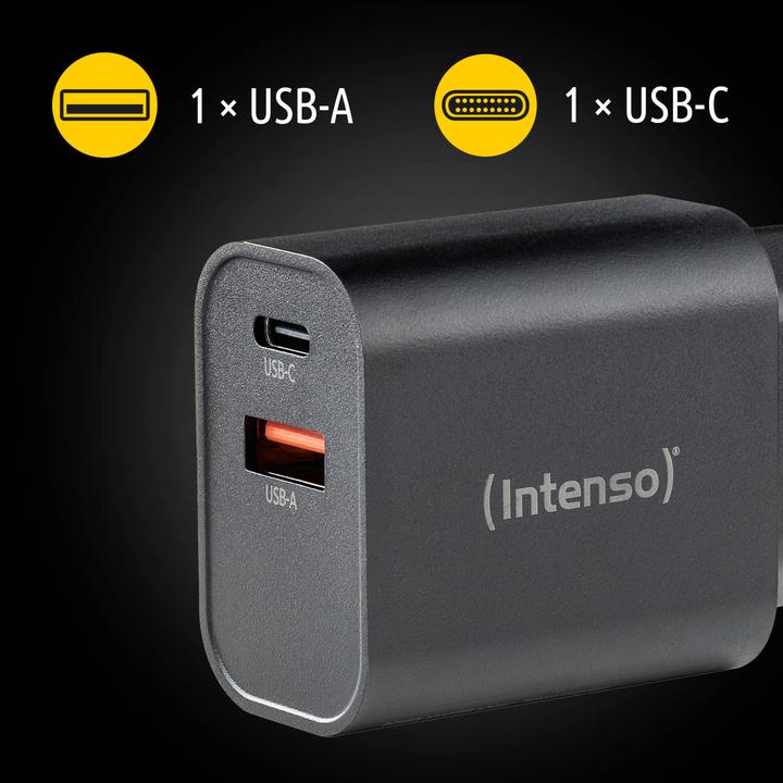 Produktbild Intenso Power Adapter W30AC, 30W, USB-A und USB-C Anschluss, für iPhone, iPad, Tablet, Samsung Galax (30 W)