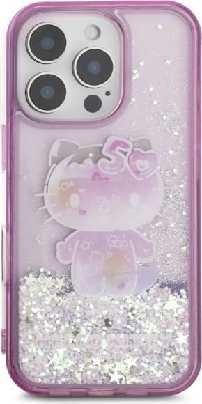 Actual product image Hello Kitty HKHCP16LL50PPU iPhone 16 Pro 6.3" fioletowy/purple hardcase Liquid Glitter 50TH Anniver (Apple iPhone 16 Pro)