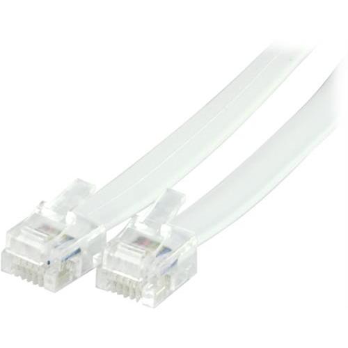 Deltaco DEL-163 - 10 m - RJ 12 - RJ 12 - Weiss - Weiblich/Weiblich - Flach, Telefon Zubehör