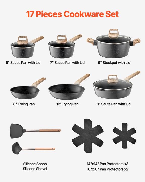 Immagine prodotto Vevor Topf- und Pfannenset (Set di pentole e padelle da cucina, Acciaio inossidabile, Alluminio)